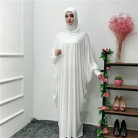 IOPQO MAXI haljine za žene Žene Boja glava za glavu džamija Bat rupa haljina Cardigan Ramadan haljina bijela haljina plus veličina haljina za žene Bijela jedna veličina