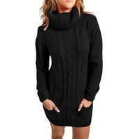 Turtleneck Ženski džemper Jumper Mini haljine Jesenske zimske dame Pletene Ležerne prilike puloveri