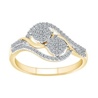 Carat okrugli rezan bijeli prirodni dijamantni prsten za bypass u 10K čvrstim zlatnim prstenom veličine-7