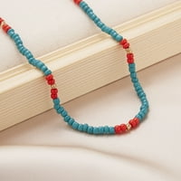 Hanxiulin Prozirna šarena ogrlica od perlice od riže zrno dvostruke namjene kratka ogrlica
