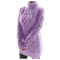 tklpehg ženski džemperi modni puni u boji Ležerni jesen Zimski topli džemper Turtleneck-izrez Tanak