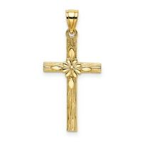 Carat u karatsu 14k žuti zlatni križ sa cvjetnim privjeskom šarm sa 10k žutom zlatnom laganom užad ogrlicu
