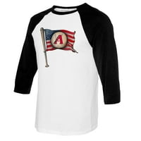 Ženska sitna kauč bijela crna Arizona Diamondbacks Baseball Flag majica Raglan rukava