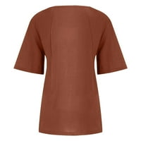 Plus veličine za žene pamučne posteljine majice Ljetni casual labavi fit trendi tunik TEES CREW izrez