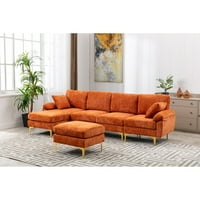 Živa narančasto poliesterski kauč - moderni europski dizajn sa željeznim nogama, izdržljiv okvir šperploče,