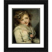Jean-Baptiste Greuze Black Ornate Wood Framed Double Matted Museum Art Print pod nazivom - Mlada djevojka