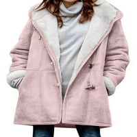Beiwei Dame Loase Fuzzy fleece jakne gumbi za zgušnjavanje kaputa dugih rukava zimske tople dukseve