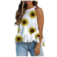 Ženski vrhovi ljetne ženske košulje Žene rukavice bez rukava modna bluza bluza o o-vratu, XL