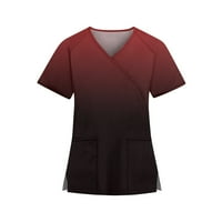 Ženske bluze Žene kratkih rukava Radna odjeća Čvrsti V-izrez Tee Ljetni vrhovi Plavi XL