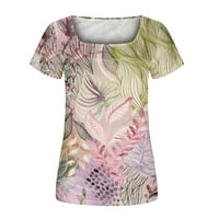 Ljetni vrhovi za žene Žene Modni tiskani Ležerni okrugli vrat s kratkim rukavima labava majica za majicu