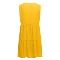 qazqa ljetne haljine za žene V izrez bez rukava casual labava smetnja ljuljaška haljina žuta m
