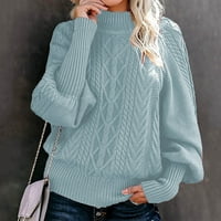 Žene Casual Solid Dugi rukav debeli pleteni pulover Crewneck džemper