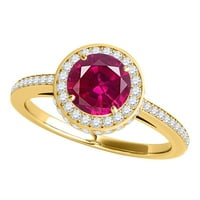 Zaručni prstenovi za žene 1. Carat Antique Design Halo je stvorio rubin i dijamantski angažman prsten