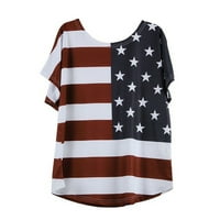 Žene T majice Ležerne prilike plus veličina labava bluza Zvjezda Stripe USA zastava Amerika Majica Ženske