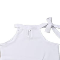 Pudcoco dječje djevojke čvrste bijele boje bez rukava na vrhu luk prugaste kratke hlače