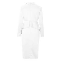 Haljine za žene - udobne ljetne lagane dugih rukava elegantne ruffles seksi haljina bijela xxl