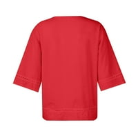 Ženske vrhove rukav ženske bluze casual tiskane majice za majice Crew Crt Ljeto crveno l