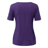 Ženske vrhove kratkih rukava od pune bluze casual ženske modne košulje za posade Purple 3xl