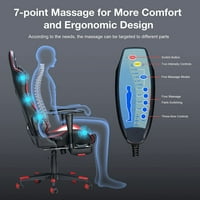 DouxLife Gaming stolica sa masažom tijela, trkački izvršni ergonomski uredski računalni igrač sa stopalima,