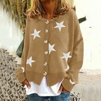 LowRofile Cardigan džemperi za žene Ležerne prilike s dugim rukavima Zvijezde Štampanje O-izrez O-Cret
