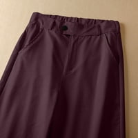 Žene Ležerne prilike sa čvrstim srednjim strukom hlače za gležnjače Lood široke noge elastične duge