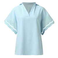Majice za žene Ljetne vrhove za žene labave majice s rukavima u baštima, majica kratkih rukava Casual