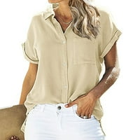 Ženske pamučne majice kratkih rukava Casual rever Dupke dolje majica V izrez plus veličina na vrhu casual