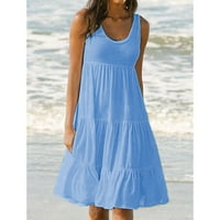 Ženska haljina za haljinu za odmor Summer bez rukava na plaži Žene Čvrsta ženska haljina odjeća za žene