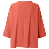 Borniu Žene Ljetni vrhovi, majice za žene, ženska modna tiskana V- izrez Three Quarter rukava majica