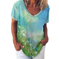 Luiyenes Ženska majica Cvjetna tema Slikanje TOP košulje Cvjetni grafički V izrezani vintage kratki