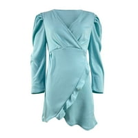 Haljina s dugim rukavima Duge rukavice Žene V-izrez Solid Colore Ležerne prilike, haljina dugih rukava