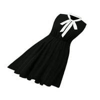 Elegantna boja u boji za vezanje crne haljine bez rukava plus veličine