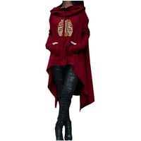 Ženska dukserica Halloween Visoki niski ogrtač s masivnim ogrtačem Cloak Casual s kapuljačom pulover