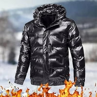 Muška pamučna jakna od pune boje Fleece topla jakna Casual Jesen Zimska jakna sjajna kapuljača reflektirajuća