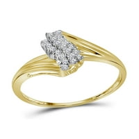 Dijamantna princeza 10kt Žuta zlatna žena okrugla prong-set Diamond Contured Cluster Ring CTTW