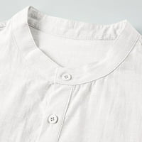 Ljetni muškarci T-majice Čvrsta boja kratki rukav Pocket iz vrata, ležerne pamučne posteljine za putni