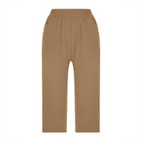 Džepovi gumica elastičnog struka Cargo Capri hlače Atletska vježba hlače Ljetne casual pantalone Khaki