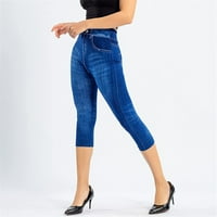 Zlekejiko struk elastični kapris Jeans gamaše visoke gamaše ženske imitacije
