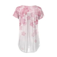 Košulje za ženske pulover iz vrata posade tees casual print ružičaste s
