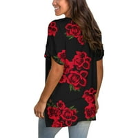 Patlollav Women V izrez T majice Ljetni vrhovi kratki rukav cvjetni majica Ležerne prilike Split Tuntic