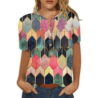 Plus veličine za žene ženski V-izrez kratki rukav cvjetni dame bluze labave majice za žene multikolor