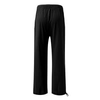 Binmer duge pantalone za žene Čvrsto struk labav džep ravni gumbi duge hlače