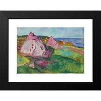 Edvard Munch Crni moderni uokvireni muzej Art Print pod nazivom - Crvene stijene asgardstrand