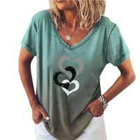 Bluze za žene Modne žene V-izrez tiskani suncokret s kratkim rukavima, majica majica Top Green M