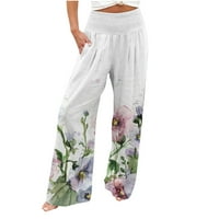 Ženske široke noge ravne hlače Ljeto popust cvjetni na prodaju casual labavo visoko elastične struke