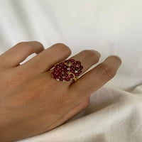 Carillon Staklo ispunjen rubin prsten, gemstonski klaster 1. CT Sterling srebrni prsten za žene, Veličina