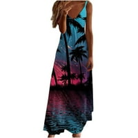 Ženska vitka Boho Backless Maxi haljina trendy Dressing Summery bez rukava V izrez na plaži kokosov