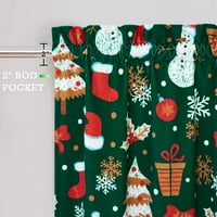 Kitsin Božićna zavjesa za snijeg, baršun toplotne izolirane šipke za zavjese za kuhinju dnevni boravak