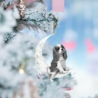 WegftDuop Iron Art Sjedni na mjesecu lijep ukras za pse za pse za ljubitelje psa za ljubitelje božićnog