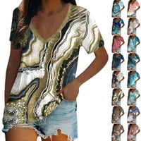 Ženska modna ljetna V-izrez Pulover Print kratkih rukava Bluza XL